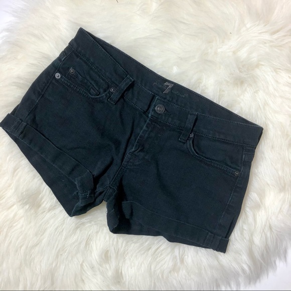7 for all Mankind Black Denim Shorts - Picture 1 of 5